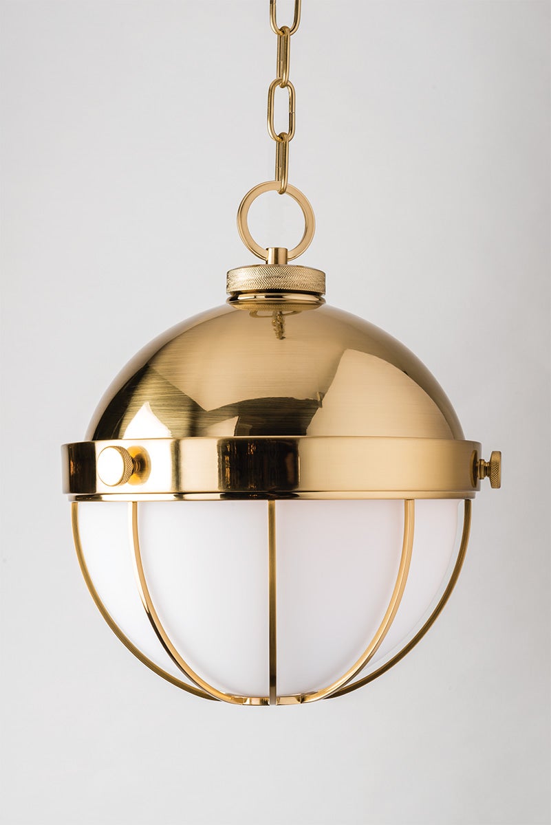 Sumner Large Pendant Light by Hudson Valley Lighting, Opaque White Glass, 150W Dimmable, 2 Finishes