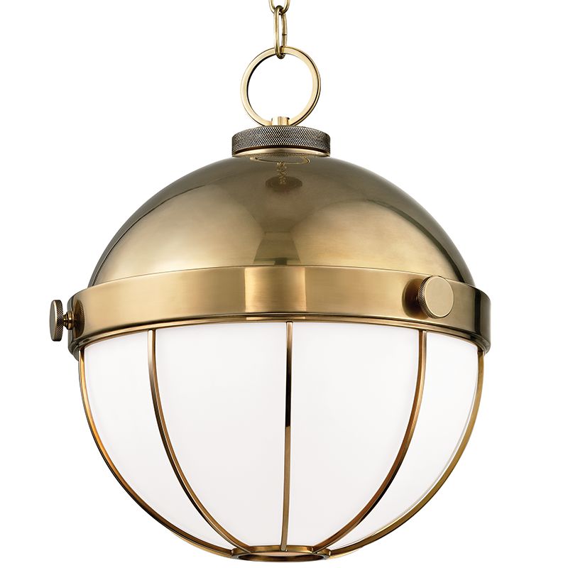Sumner Large Pendant Light by Hudson Valley Lighting, Opaque White Glass, 150W Dimmable, 2 Finishes