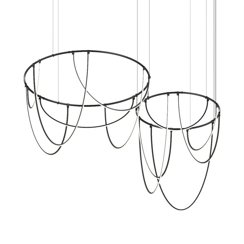 SONNEMAN Suspenders 2-Bar Offset Ring Pendant Light with Dimmable LED, 3000K, Adjustable Height, 16,414 Lumens
