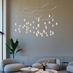 Sonneman Suspenders 3-Tier Path Matrix Chandelier, 22,000 Lumens, Dimmable, 3000K Elegance