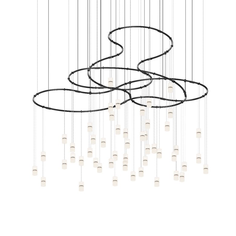 Sonneman Suspenders 3-Tier Path Matrix Chandelier, 22,000 Lumens, Dimmable, 3000K Elegance
