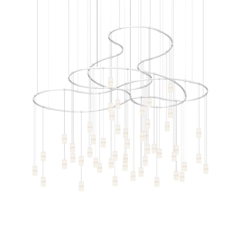 Sonneman Suspenders 3-Tier Path Matrix Chandelier, 22,000 Lumens, Dimmable, 3000K Elegance