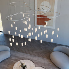 Sonneman Suspenders 3-Tier Path Matrix Chandelier, 22,000 Lumens, Dimmable, 3000K Elegance