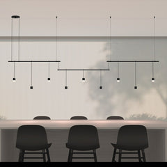 Sonneman Suspenders 36-Inch 3-Bar Offset Linear Pendant Light with Glass Drum Diffusers, Dimmable LED