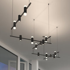 SONNEMAN Suspenders 36-Inch 5-Bar Zig Zag Chandelier with Duplex Cylinders & 8400 Lumens
