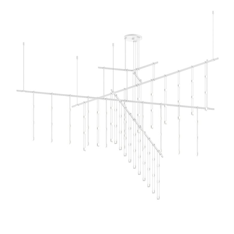 Sonneman 72-Inch 4-Tier Tri-Bar Chandelier with Crystal Ladder Lights - Dimmable, 5400 Lumen, 90 Watt