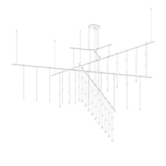 Sonneman 72-Inch 4-Tier Tri-Bar Chandelier with Crystal Ladder Lights - Dimmable, 5400 Lumen, 90 Watt