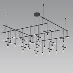 Sonneman Suspenders 48-Inch 2-Tier Grid Chandelier with Crystal Chiclet Luminaire, Dimmable, LED