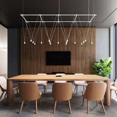 SONNEMAN 96" x 24" Gridscape Suspenders with 32" V-Line Etched Cylinder Luminaires, Dimmable LED