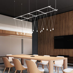 SONNEMAN 96" x 24" Gridscape Suspenders with 32" V-Line Etched Cylinder Luminaires, Dimmable LED
