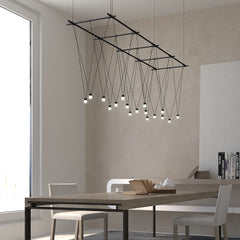 SONNEMAN 96" x 24" Gridscape Suspenders with 32" V-Line Etched Cylinder Luminaires, Dimmable LED