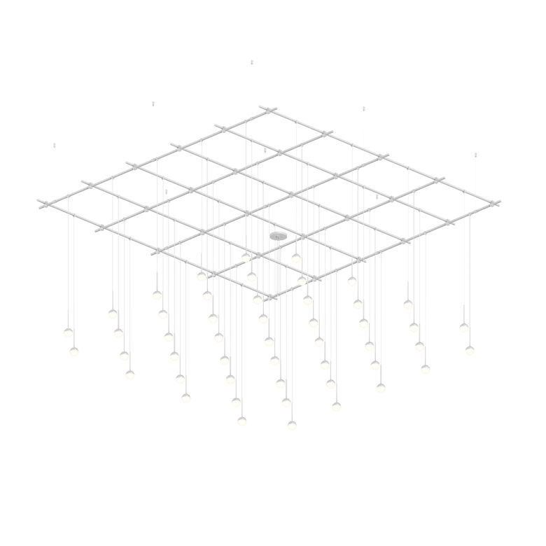 Suspenders 96" x 96" Gridscape Chandelier with 36" Monoline Domed Ball Luminaires by SONNEMAN
