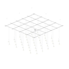 Suspenders 96" x 96" Gridscape Chandelier with 36" Monoline Domed Ball Luminaires by SONNEMAN