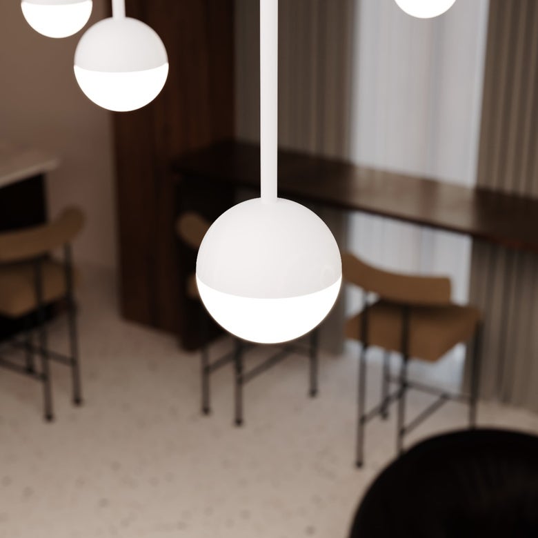 Suspenders 96" x 96" Gridscape Chandelier with 36" Monoline Domed Ball Luminaires by SONNEMAN