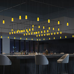 SONNEMAN SLS0166 Suspenders Expanded Grid 7 Amber Tapered Bell Luminaires LED Chandelier 7840 Lumens