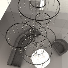 SONNEMAN 18,000 Lumens Suspenders Offset Ring Vertical Matrix Chandelier with Dimmable Feature