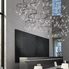 Sonneman Suspenders Vertical Ring Matrix With 3 Light Glass Clusters And Dimmable LED Performance