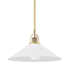 Syosset Large Pendant Light 11.38" Height, Dimmable, Aged Brass Finish, Black and White Design