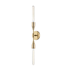 Mitzi Tara 2-Light Tubular Wall Sconce with Dimmable Function in Aged Brass, Old Bronze, Polished Nickel