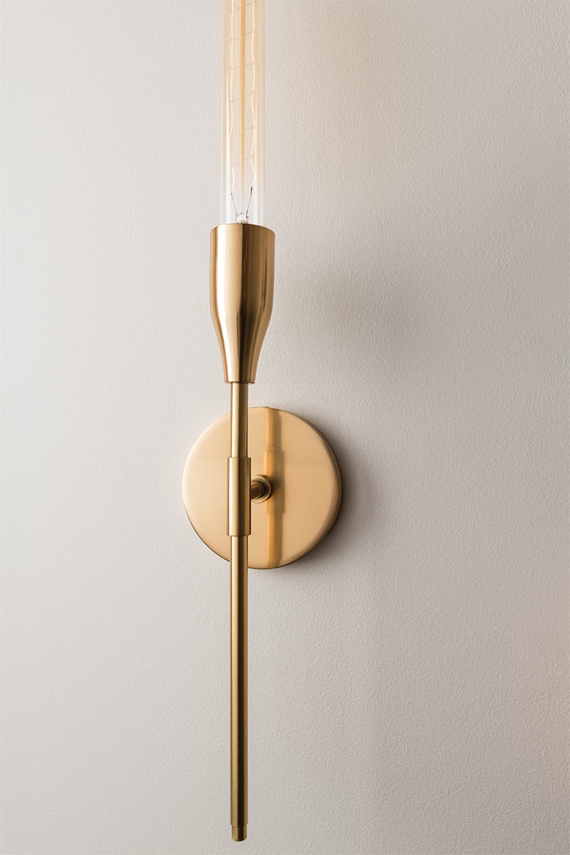 Tara Tubular Sconce By Mitzi, Modern Torchiere Wall Light, Dimmable, Available In 3 Finishes
