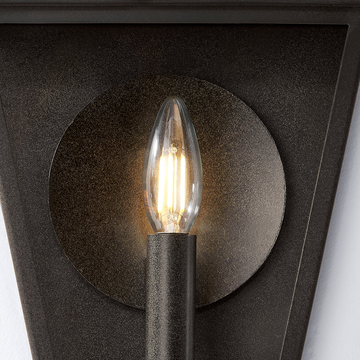 Tehama Outdoor Wall Sconce by Troy Lighting, French Iron Finish, ETL Wet Rated, Dimmable