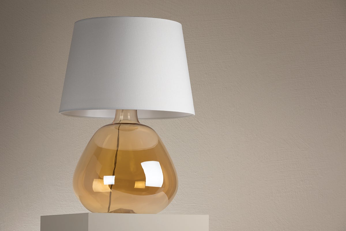 Mitzi Thea Table Lamp 22.75" Height Dimmable Brass Finish Champagne Amber Glass Shade