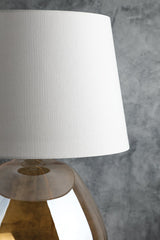 Mitzi Thea Table Lamp 22.75" Height Dimmable Brass Finish Champagne Amber Glass Shade