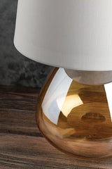 Mitzi Thea Table Lamp 22.75" Height Dimmable Brass Finish Champagne Amber Glass Shade