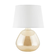 Mitzi Thea Table Lamp 22.75" Height Dimmable Brass Finish Champagne Amber Glass Shade