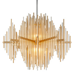 Theory Large Chandelier 32.75" H x 40" W with Clear Glass Rods and Adjustable Height by Corbett Lighting