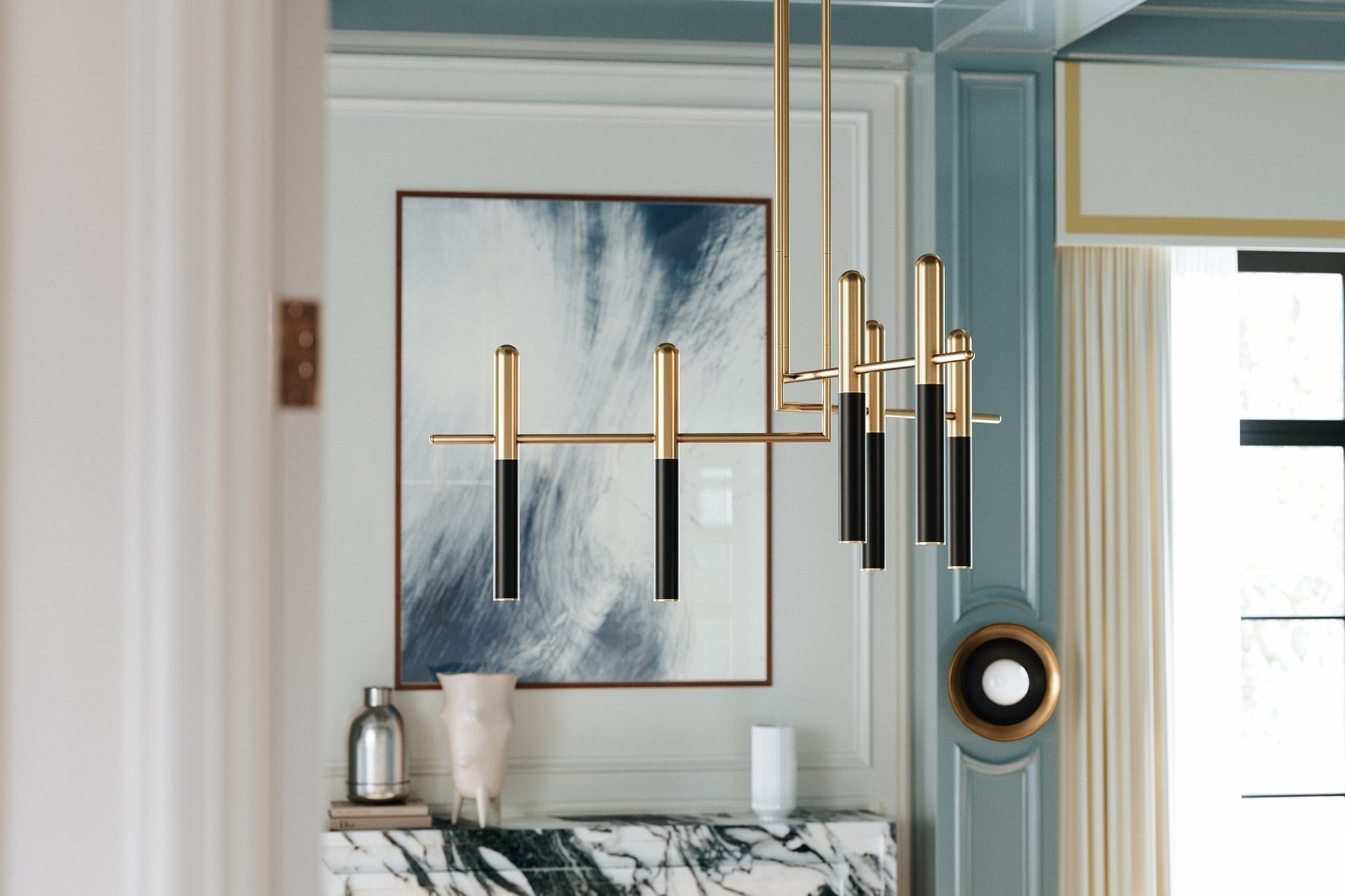 Hudson Valley Lighting Thurston Chandelier, 6-Light Aged Old Bronze with Clear Glass Shade