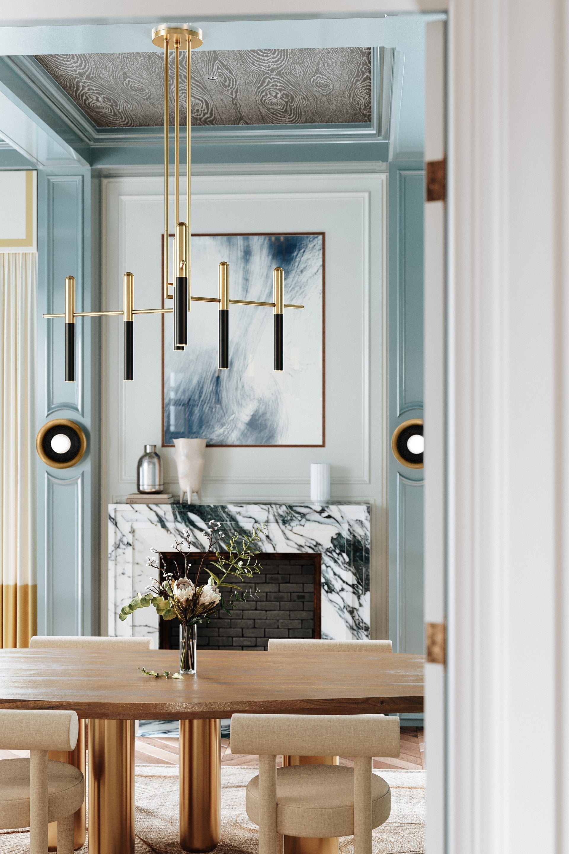 Hudson Valley Lighting Thurston Chandelier, 6-Light Aged Old Bronze with Clear Glass Shade