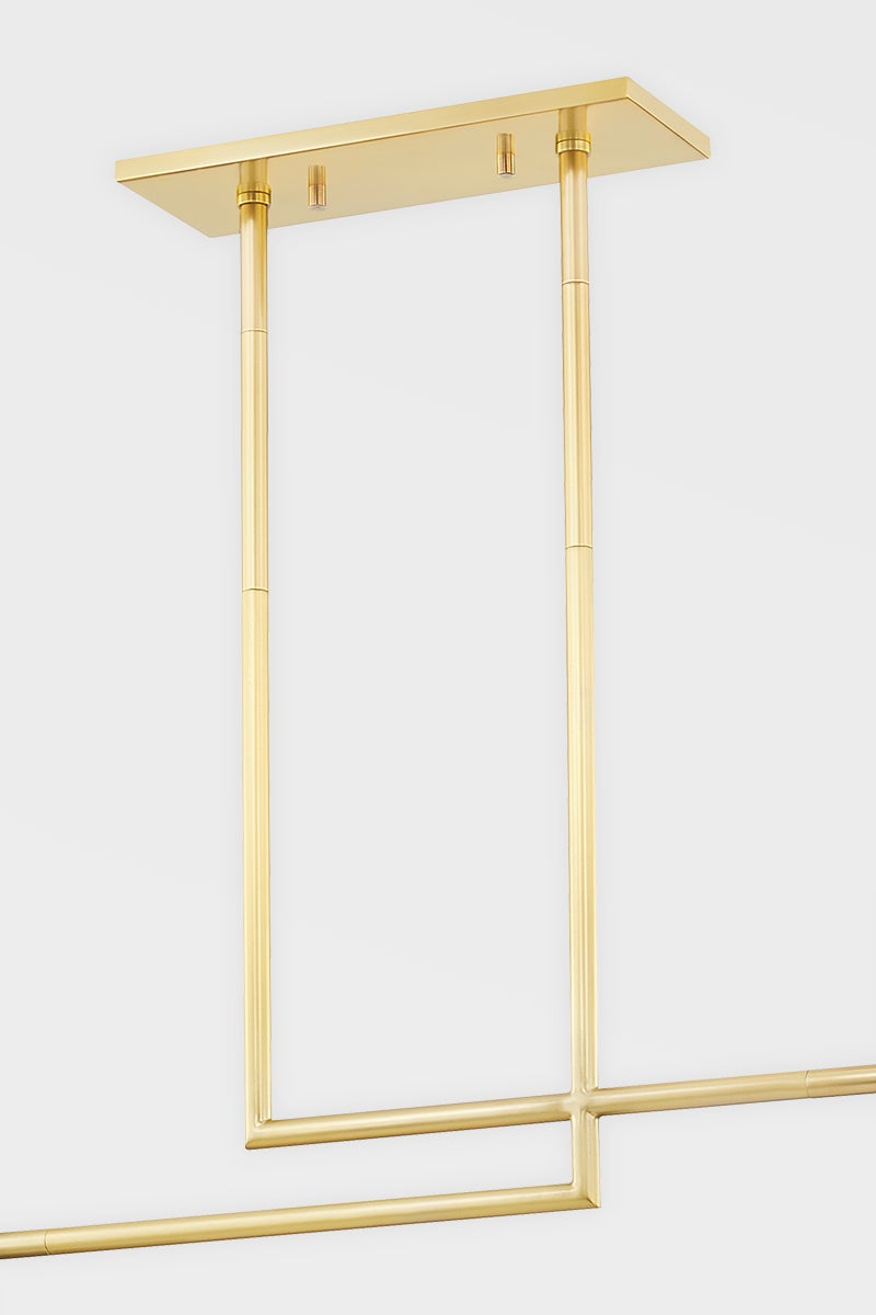 Thurston 4-Light Linear Chandelier by Hudson Valley Lighting in Aged Old Bronze with Clear Glass Shades