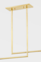 Thurston 4-Light Linear Chandelier by Hudson Valley Lighting in Aged Old Bronze with Clear Glass Shades