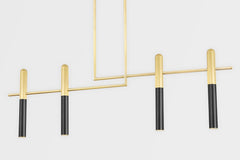 Thurston 4-Light Linear Chandelier by Hudson Valley Lighting in Aged Old Bronze with Clear Glass Shades