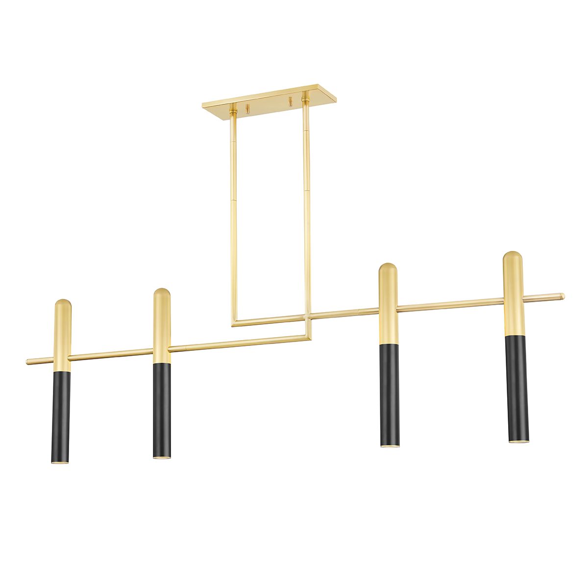 Thurston 4-Light Linear Chandelier by Hudson Valley Lighting in Aged Old Bronze with Clear Glass Shades