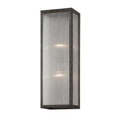 Tisoni 23" Large Outdoor Wall Sconce by Troy Lighting with Clear Ribbed Glass, French Iron Finish