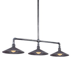 Toledo Linear Pendant Light by Troy Lighting, 3-Bulb Dimmable, Old Silver Finish, Rustic Industrial Design