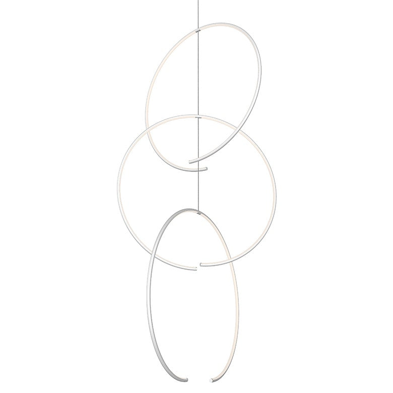 Sonneman Torc Triple Pendant LED Chandelier, Adjustable Height, 4800 Lumens, Modern Design