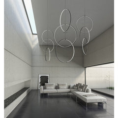 Sonneman Torc Triple Pendant LED Chandelier, Adjustable Height, 4800 Lumens, Modern Design