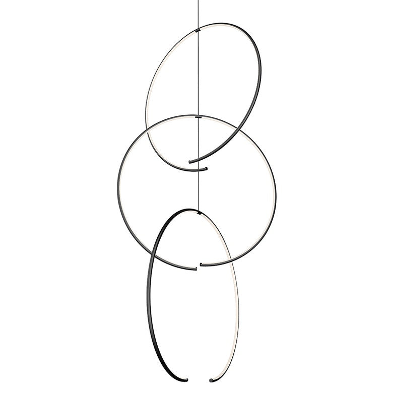 Sonneman Torc Triple Pendant LED Chandelier, Adjustable Height, 4800 Lumens, Modern Design