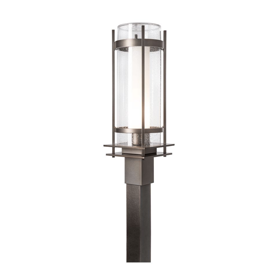 Hubbardton Forge Torch Outdoor Post Light 22.25”H Double-Glass Cylinder Dimmable Fixture