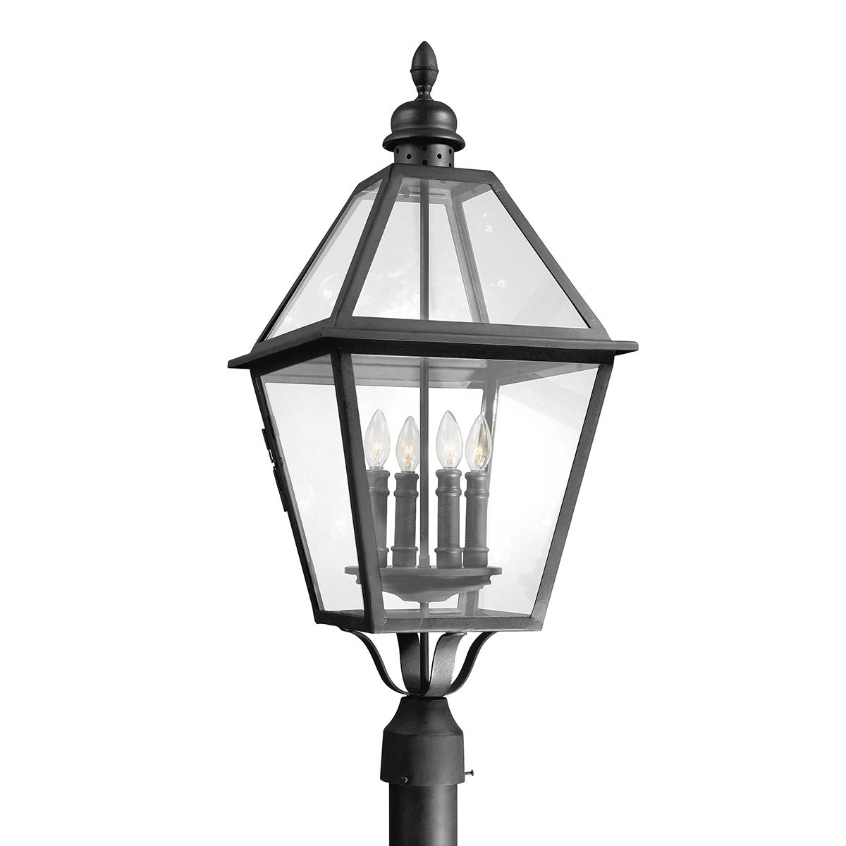 Townsend 32" Large Outdoor Post Light by Troy Lighting - Hand-Forged Iron, Dimmable, E12 Bulb