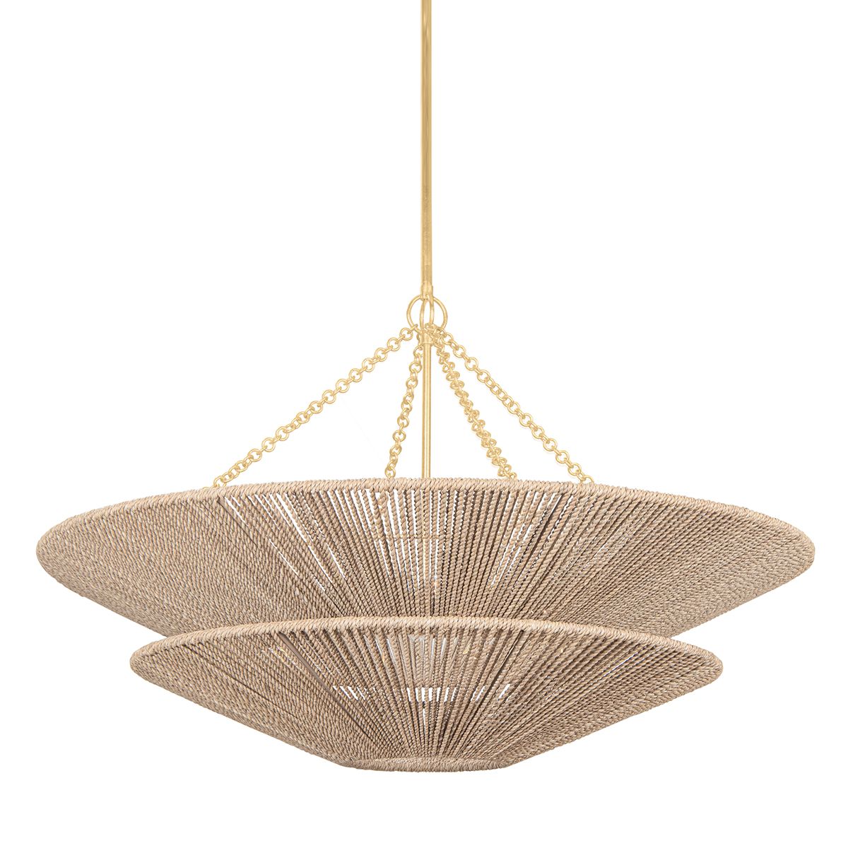 Tropea 2-Tier Chandelier by Corbett Lighting - 40" Wide, Gold Leaf Finish, Dimmable Eight Bulb Design