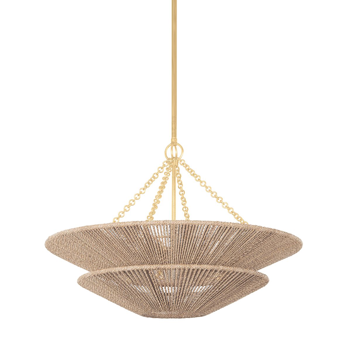 Tropea Pendant Light 30" W by Corbett Lighting - Dimmable, Abaca Rope, Vintage Elegance