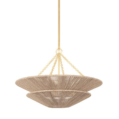 Tropea Pendant Light 30" W by Corbett Lighting - Dimmable, Abaca Rope, Vintage Elegance