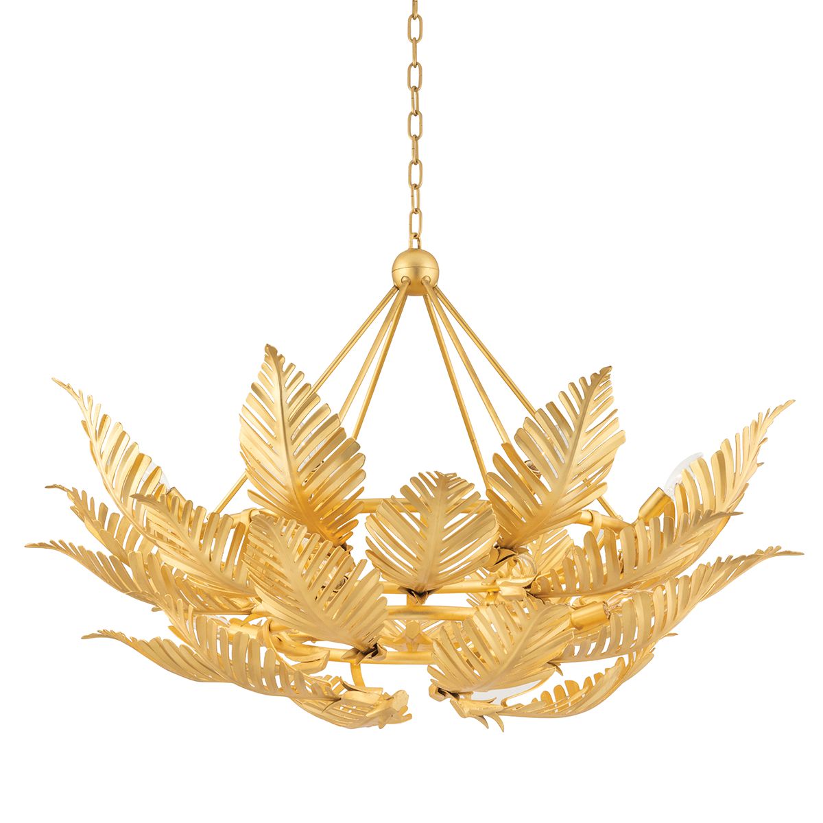 Tropicale 12-Light Chandelier by Corbett Lighting in Gold Leaf Finish, Adjustable Height 34"-102.75