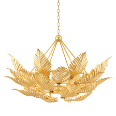 Tropicale 12-Light Chandelier by Corbett Lighting in Gold Leaf Finish, Adjustable Height 34"-102.75