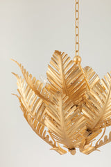 Tropicale Pendant Light by Corbett Lighting - 8 Bulb Capacity, Adjustable Height, Gold Leaf Design