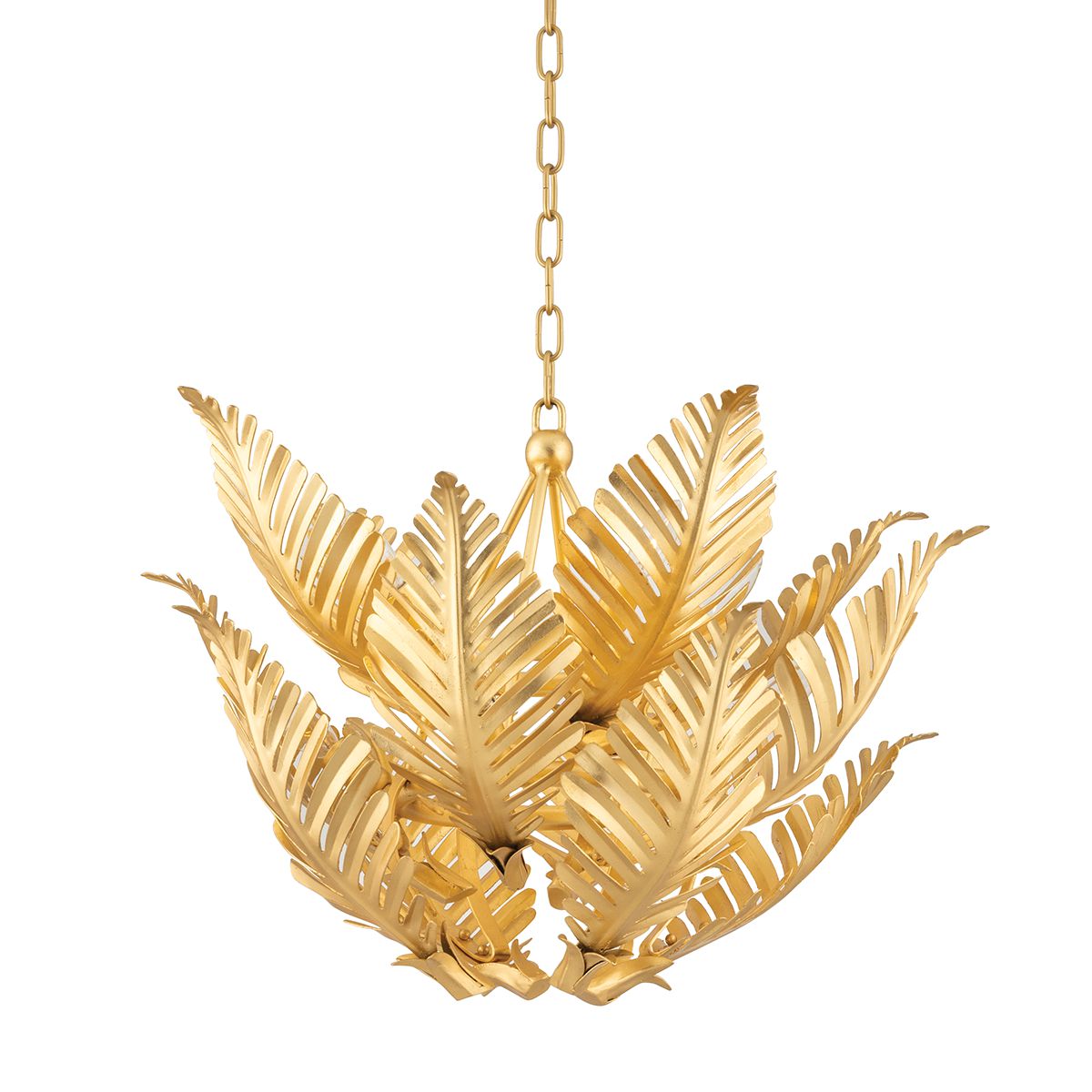 Tropicale Pendant Light by Corbett Lighting - 8 Bulb Capacity, Adjustable Height, Gold Leaf Design